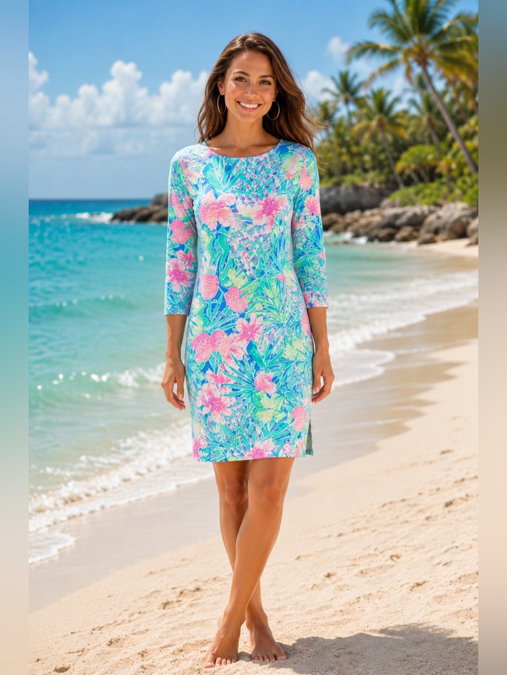 🪸 LILLY PULITZER “Charley” Long Sleeved Mini Dress. Size XXS. Multicoloured
